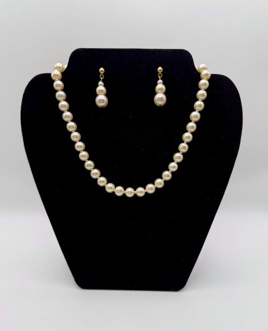 Classic Pearl Drop Necklace & Earrings