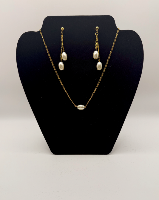 Pearl Cascade Necklace & Earrings