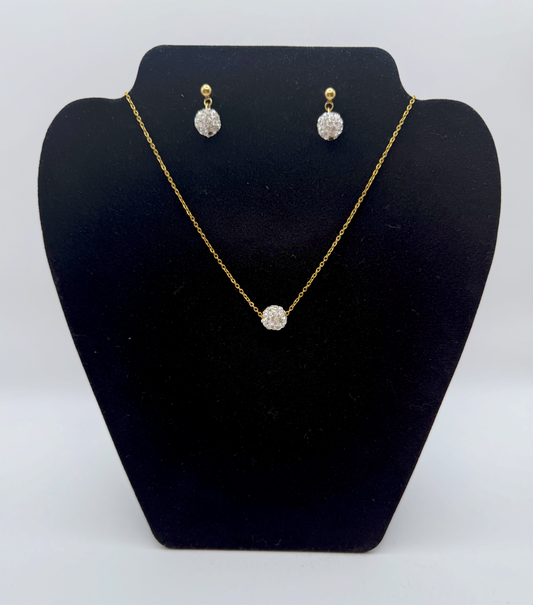 Crystal Sphere Necklace & Earrings Set