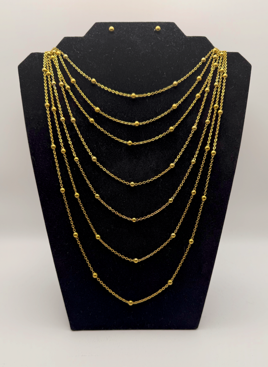 Golden Cascade Layered Necklace