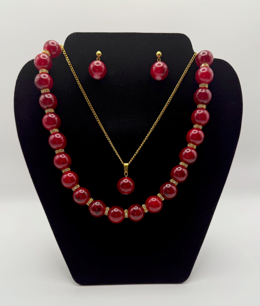 Crimson Elegance Necklace Set