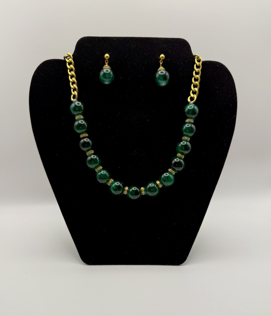 Emerald Harmony Beaded Set